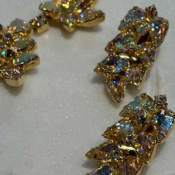 Continental Aurora Borealis Rhinestone Necklace and Earring set - Picture 2 of 3